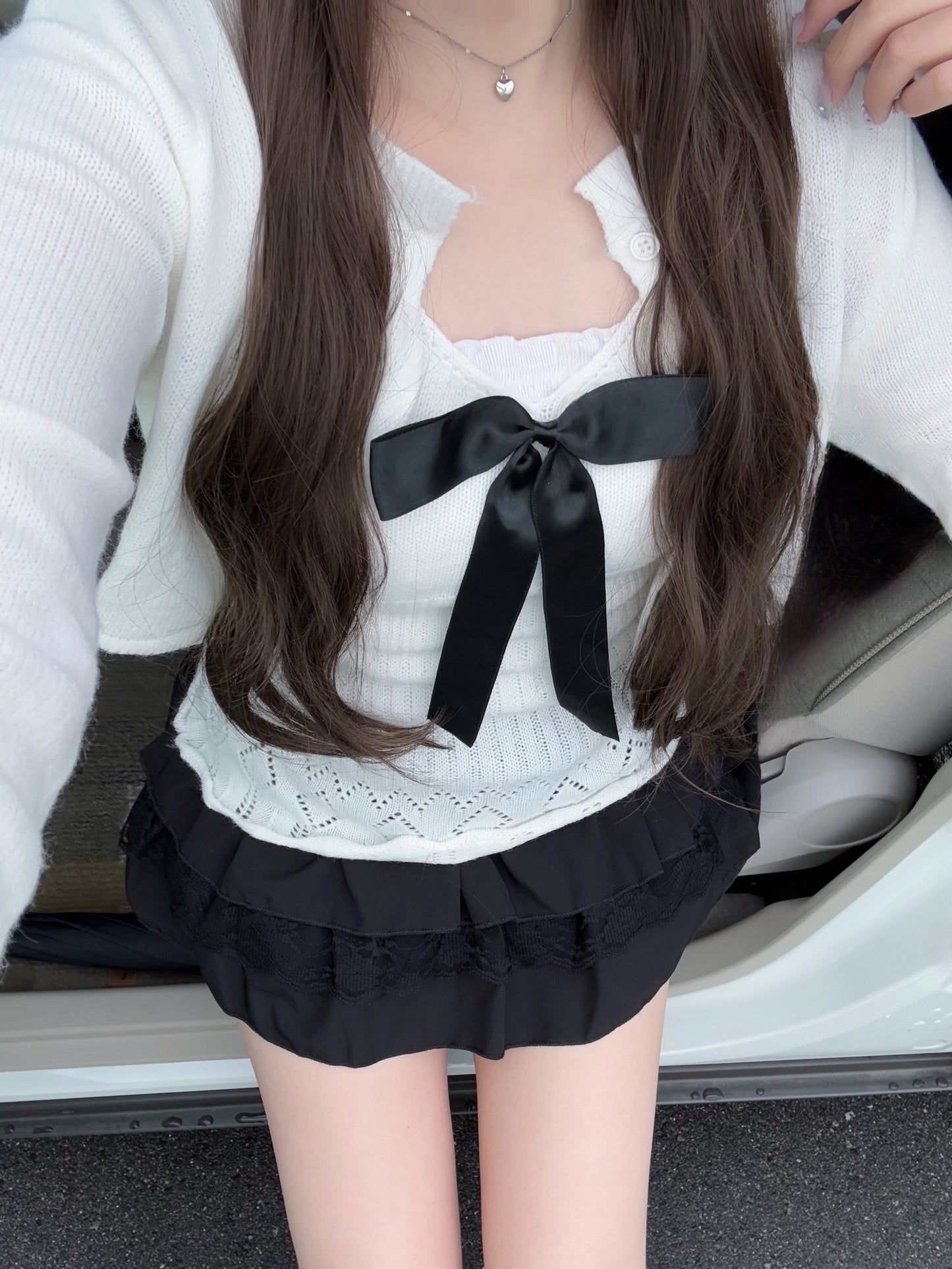 ビッグリボンカーディガンセット【IN2509003】