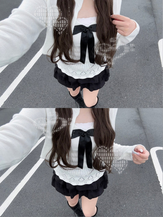 ビッグリボンカーディガンセット【IN2509003】