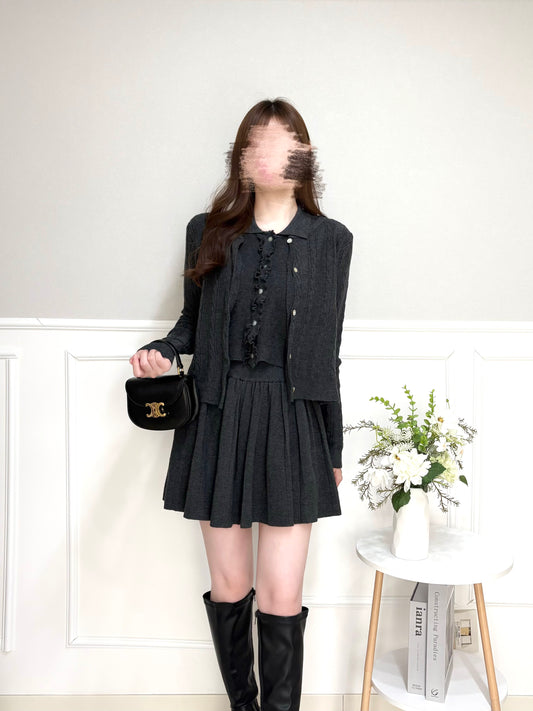 ガーリーケーブルニットカーディガンセット【WH2510004】