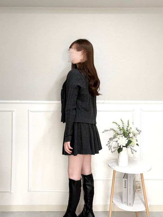 ガーリーケーブルニットカーディガンセット【WH2510004】