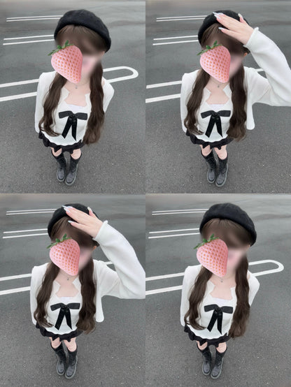 ビッグリボンカーディガンセット【IN2509003】