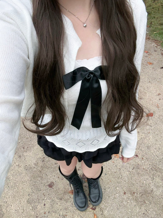 ビッグリボンカーディガンセット【IN2509003】