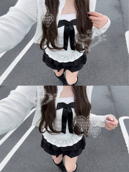 ビッグリボンカーディガンセット【IN2509003】