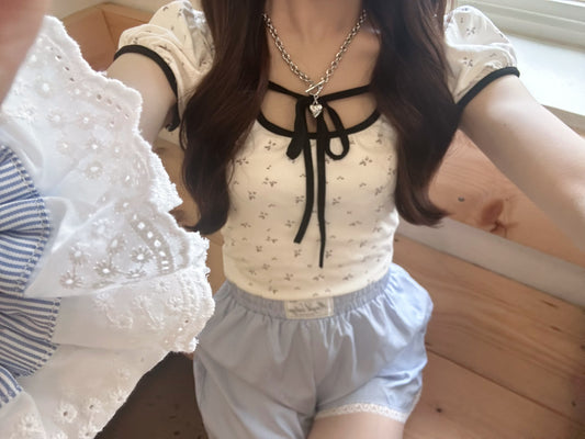 リボンカジュアルTシャツ【KN2507018】