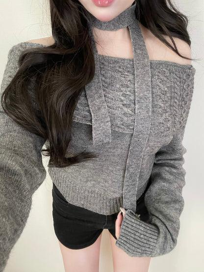 オフショル編み目マフラーニット【IN2511002】