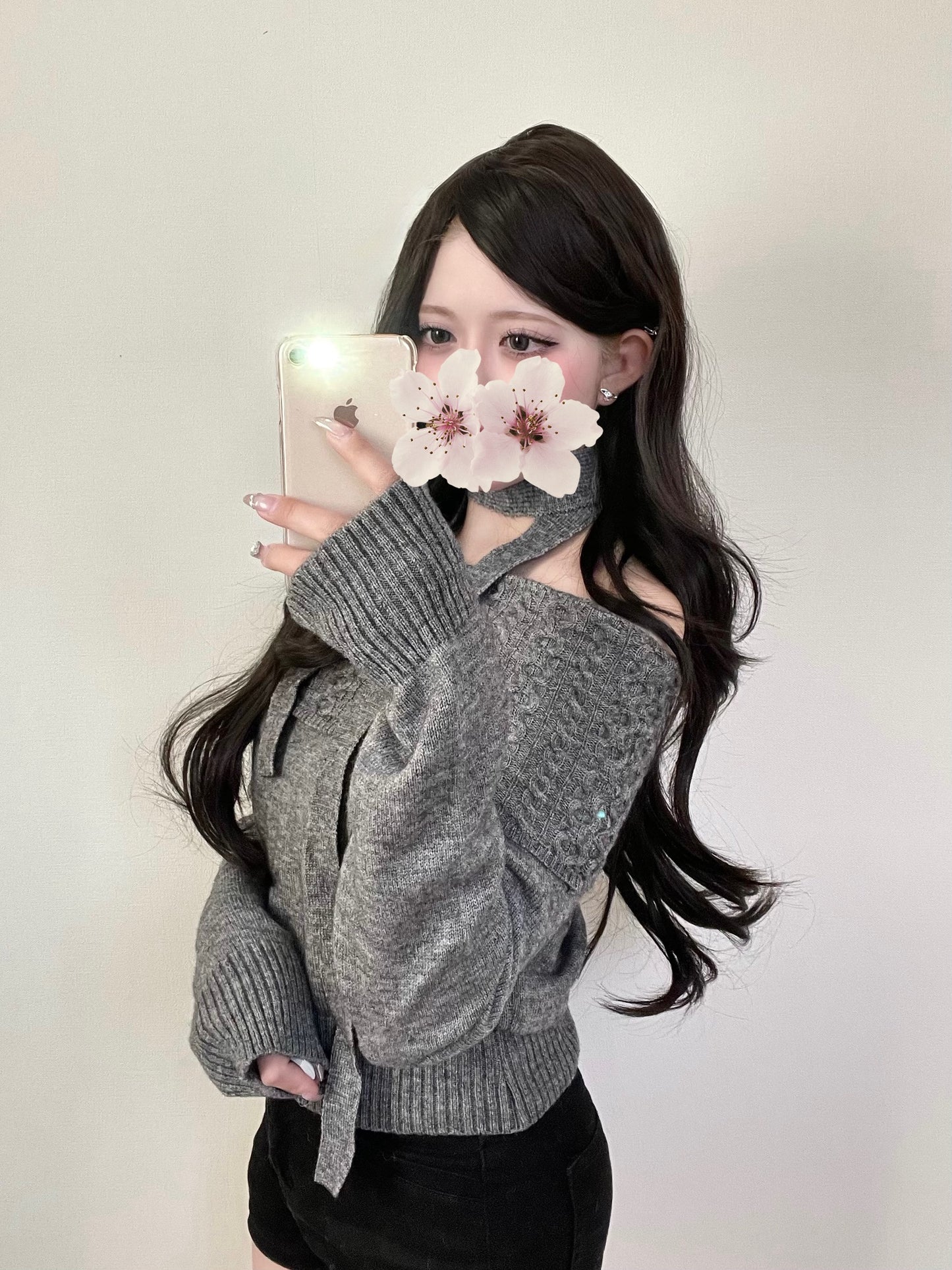 オフショル編み目マフラーニット【IN2511002】