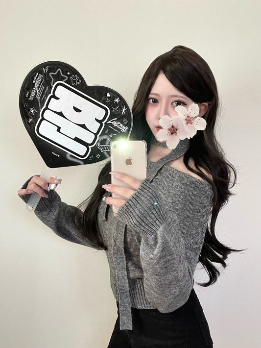 オフショル編み目マフラーニット【IN2511002】